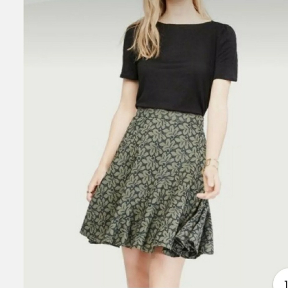 Floral Green olive Skirt